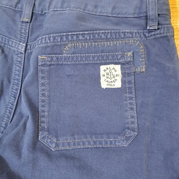 Polo Ralph Lauren Girl Patchwork Wide Leg Cotton Twill Blue Pants Boho Sz 12 - Picture 7 of 7